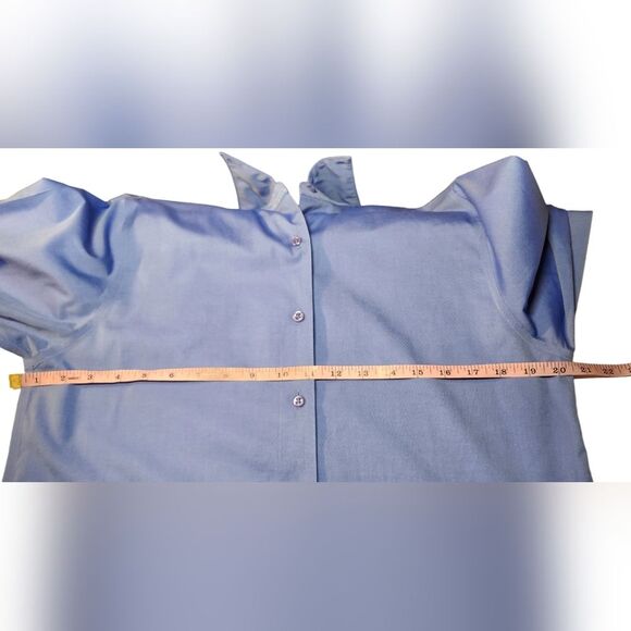 Foxcroft Top Shaped Fit Pinpoint Essential‎ No Iron Shirt Wrinkle Free Blue 8 - Picture 8 of 12